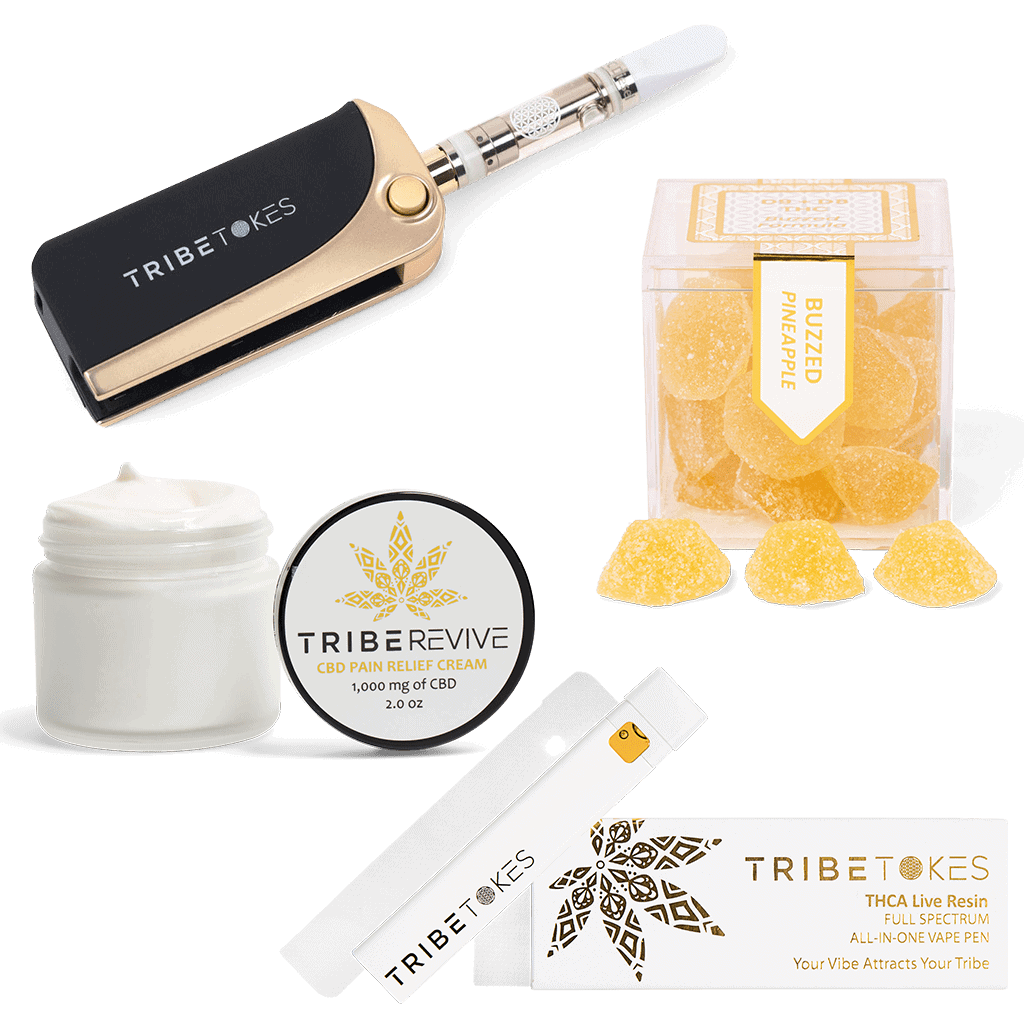 TribeTokes’ vapes, gummies, tinctures, and creams.