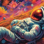 Astronaut floating in space, representing the intense, long-lasting effects of ingested THC.