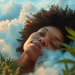 A woman sleeping soundly after using TribeTokes' CBN and CBD-infused sleep gummies.